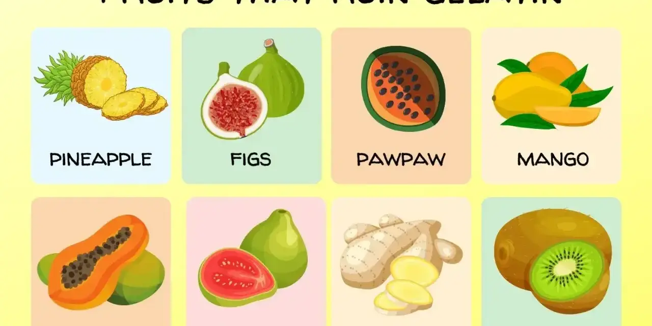 Owoce, z jakimi galaretka nie tężeje: ananas, figi, papaja, mango, pawpaw, guawa, imbir, kiwi.