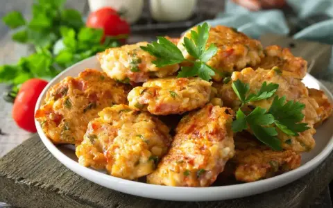 Placuszki z resztek pieczonego kurczaka, pomidorów i ziół. Idealne danie, by dowiedzieć się, co zrobić na obiad z resztek pieczonego kurczaka.