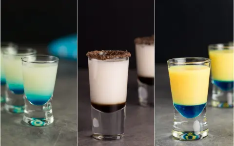 Kolorowe shoty z warstwami, idealne na imprezę. Odkryj proste i dobre shoty przepisy na te drinki.