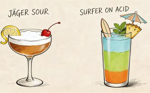 Jägermeister drink przepis: Jäger Sour z cytryną i wiśnią oraz Surfer on Acid z ananasem i miętą.