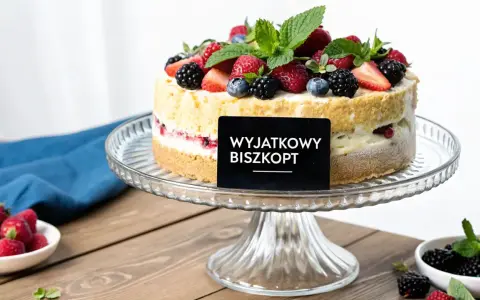 Wyjątkowy biszkopt z owocami leśnymi na paterze. Czy to tort bezowy czy tort biszkoptowy?