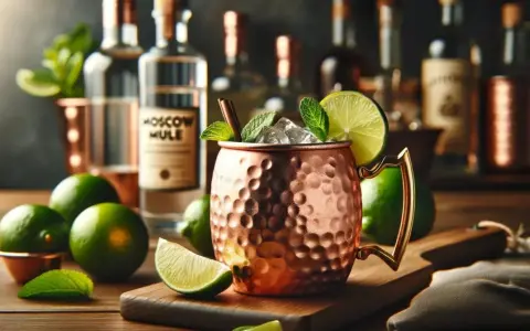 Orzeźwiający Moscow Mule w miedzianym kubku, z limonką i miętą. Idealny wybór zamiast Dark 'n' Stormy.