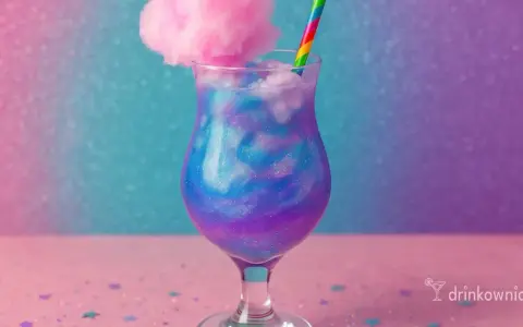 Kolorowy drink przepis: galaktyczny napój z watą cukrową i brokatem. Idealny na magiczne przyjęcie!