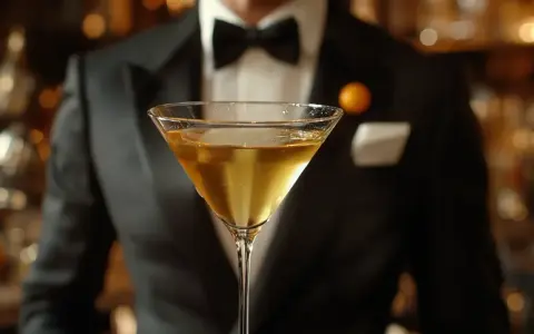 Elegancki mężczyzna w smokingu podaje idealnie zmieszane martini. Dowiedz się, jak zrobić martini, by poczuć się jak w najlepszym barze.