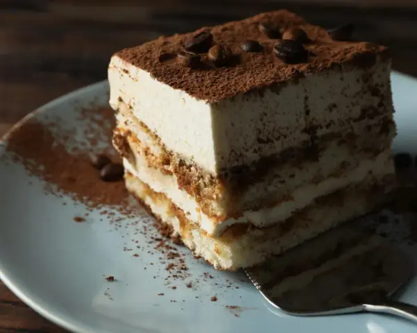 Pyszny deser tiramisu, idealny gdy szukasz alternatywy dla amaretto. Kremowy, z kawą i kakao.